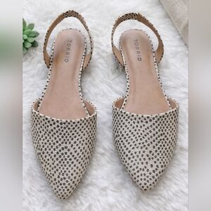 torrid Cream and Black Dotted Pointed Slingback Mules